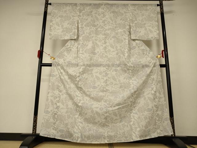 平和屋着物＊夏物 小紋 紗 切嵌草花文 洗える着物 AABE7500jd