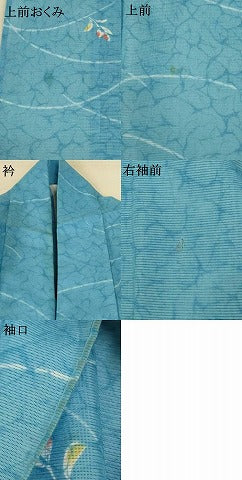 平和屋着物＊夏物 小紋 絽 芝花文 洗える着物 AABE7507jd