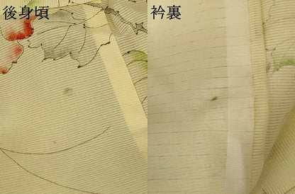 平和屋着物＊夏物 小紋 絽 草花文 洗える着物 AABE7512jd