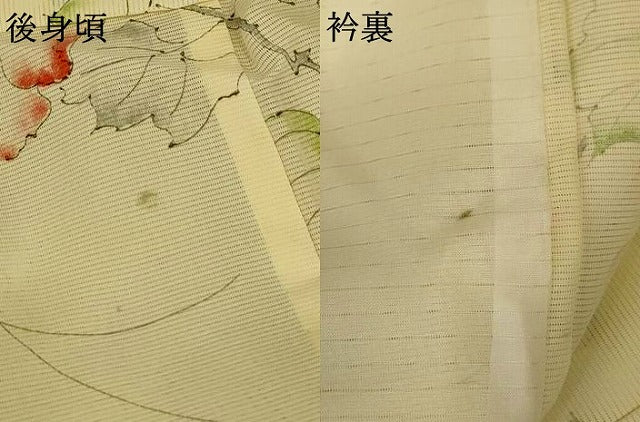 平和屋着物＊夏物 小紋 絽 草花文 洗える着物 AABE7512jd