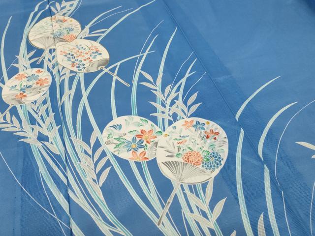 平和屋着物＊夏物 訪問着 絽 団扇草花文 洗える着物 AABE7513jd