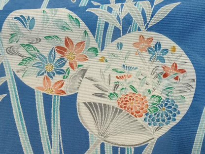 平和屋着物＊夏物 訪問着 絽 団扇草花文 洗える着物 AABE7513jd