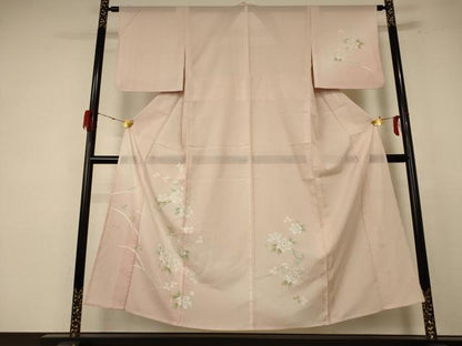 平和屋着物＊夏物 訪問着 絽 草花文 暈し染め 銀彩 洗える着物 AABE7514jd