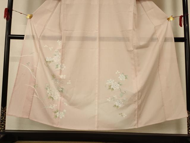 平和屋着物＊夏物 訪問着 絽 草花文 暈し染め 銀彩 洗える着物 AABE7514jd