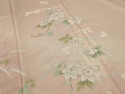 平和屋着物＊夏物 訪問着 絽 草花文 暈し染め 銀彩 洗える着物 AABE7514jd