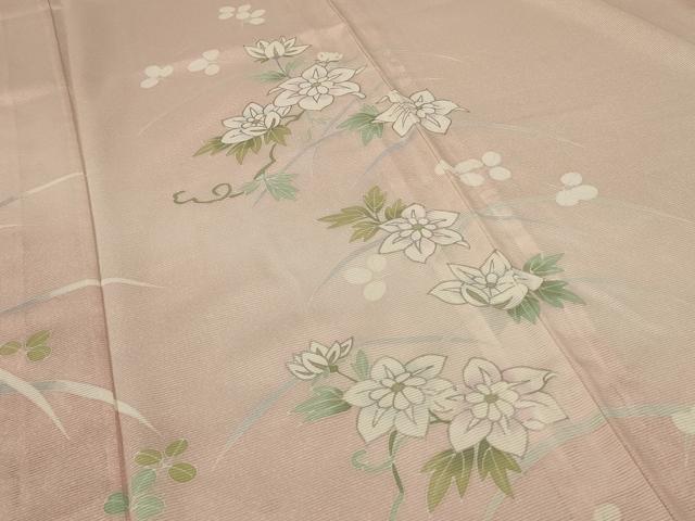 平和屋着物＊夏物 訪問着 絽 草花文 暈し染め 銀彩 洗える着物 AABE7514jd