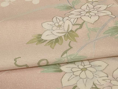 平和屋着物＊夏物 訪問着 絽 草花文 暈し染め 銀彩 洗える着物 AABE7514jd