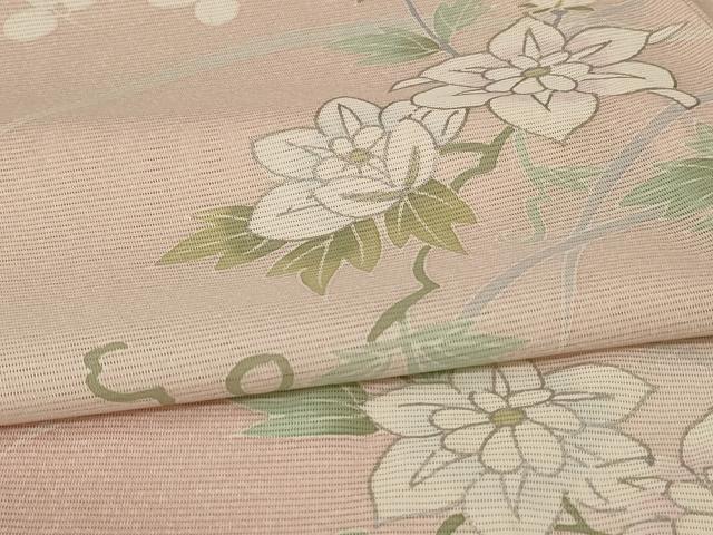 平和屋着物＊夏物 訪問着 絽 草花文 暈し染め 銀彩 洗える着物 AABE7514jd