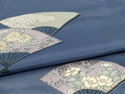 平和屋着物＊夏物 訪問着 絽 扇面花文 暈し染め 金彩 洗える着物 AABE7519jd