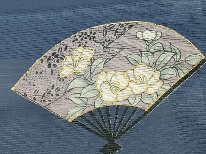 平和屋着物＊夏物 訪問着 絽 扇面花文 暈し染め 金彩 洗える着物 AABE7519jd
