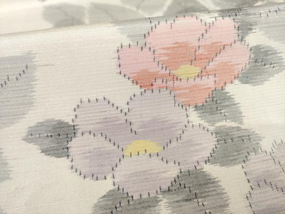 平和屋着物●上質な紬 草花文 正絹 逸品 AABE7523ck