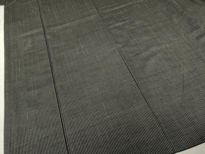 平和屋着物●上質な紬　縞　黒地　正絹　逸品　AABE7528ck