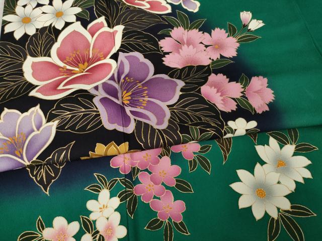 平和屋着物○豪華振袖 舞蝶花車文 金彩 洗える着物 CABA8101ut 平和屋