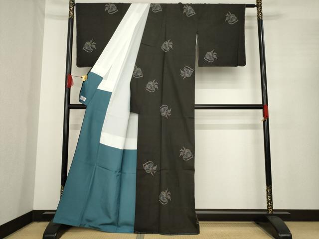 平和屋着物●本場大島紬 純泥染め 手織り カタス9マルキ 地空き 成り物 かぶ 美紀大島謹製 やまと誂製 証紙付き 正絹 逸品 AABE7563ck