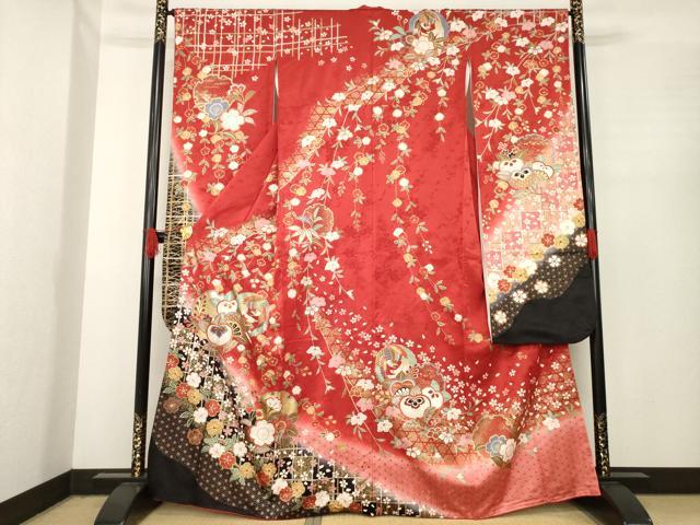 平和屋着物○豪華振袖 型染 飛鳥花車文 高島屋扱い 正絹 逸品 AABA4840ck