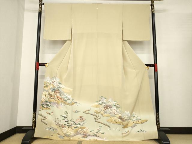 平和屋着物○豪華色留袖 友禅 駒刺繍 人物風景文 暈し染め