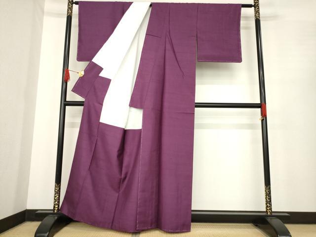 平和屋着物●上質な紬　色無地　暗紅色　正絹　逸品　AABE7573ck