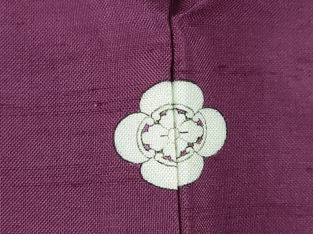平和屋着物●上質な紬　色無地　暗紅色　正絹　逸品　AABE7573ck