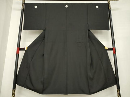 平和屋着物●男性　黒紋付　正絹　逸品　AABE7576ck