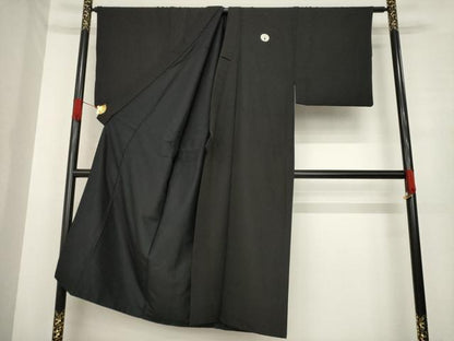 平和屋着物●男性　黒紋付　正絹　逸品　AABE7576ck