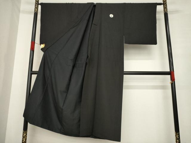 平和屋着物●男性　黒紋付　正絹　逸品　AABE7576ck