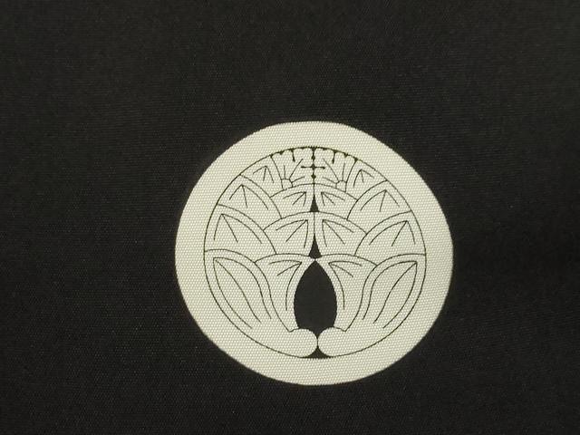 平和屋着物●男性　黒紋付　正絹　逸品　AABE7576ck