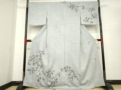 平和屋着物●訪問着　作家物　総絞り　南天文　金彩　正絹　逸品　AABE7580ck