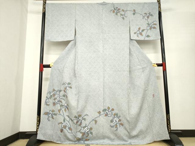 平和屋着物●訪問着　作家物　総絞り　南天文　金彩　正絹　逸品　AABE7580ck