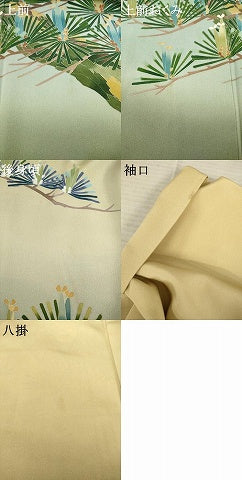 平和屋着物○訪問着 友禅 作家物 扇面群れ鶴花文 正絹 逸品