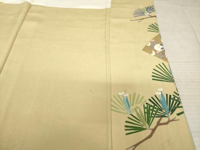 平和屋着物●訪問着　友禅　作家物　扇面群れ鶴花文　正絹　逸品　AABE7585ck