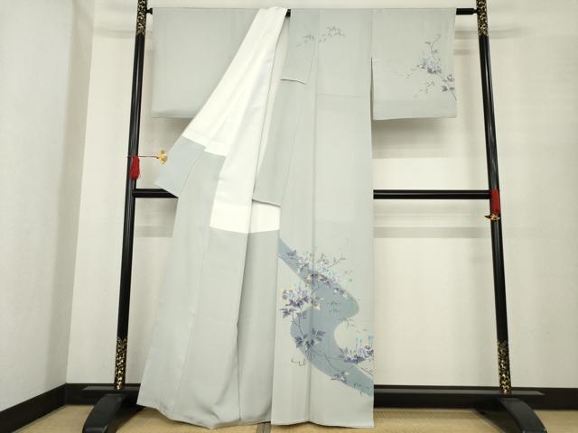 平和屋着物●本加賀友禅作家　毎田健治　訪問着　枝花文　正絹　逸品　AABE7593ck