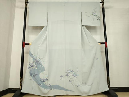 平和屋着物●本加賀友禅作家　毎田健治　訪問着　枝花文　正絹　逸品　AABE7593ck