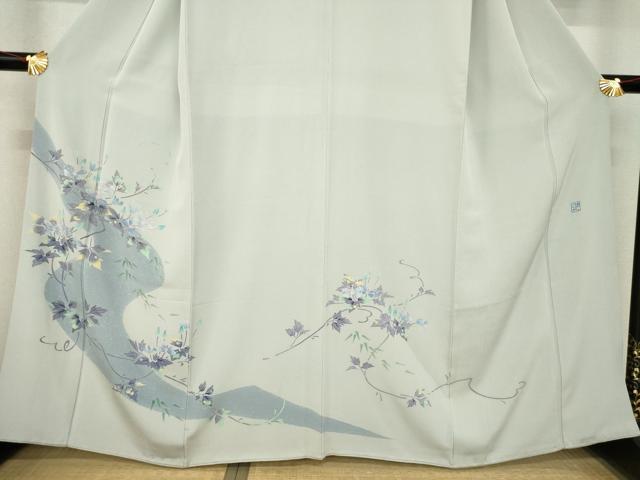 平和屋着物●本加賀友禅作家　毎田健治　訪問着　枝花文　正絹　逸品　AABE7593ck