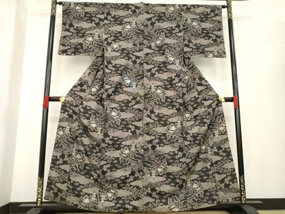 平和屋着物●本場大島紬　カタス9マルキ　総絣　風景文　正絹　逸品　AABE7596ck