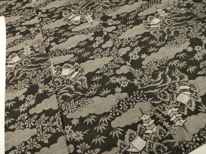 平和屋着物●本場大島紬　カタス9マルキ　総絣　風景文　正絹　逸品　AABE7596ck