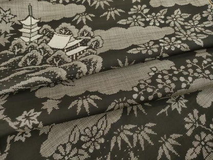 平和屋着物●本場大島紬　カタス9マルキ　総絣　風景文　正絹　逸品　AABE7596ck