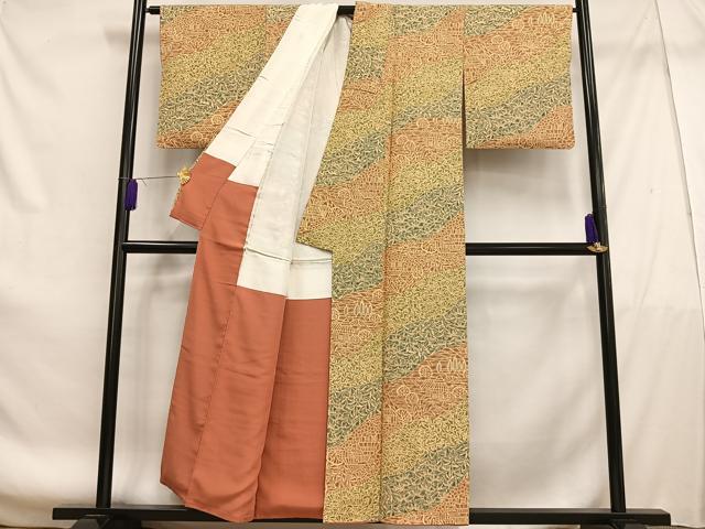 平和屋着物■上質な小紋　風景草花文　正絹　逸品　AABE7694oa