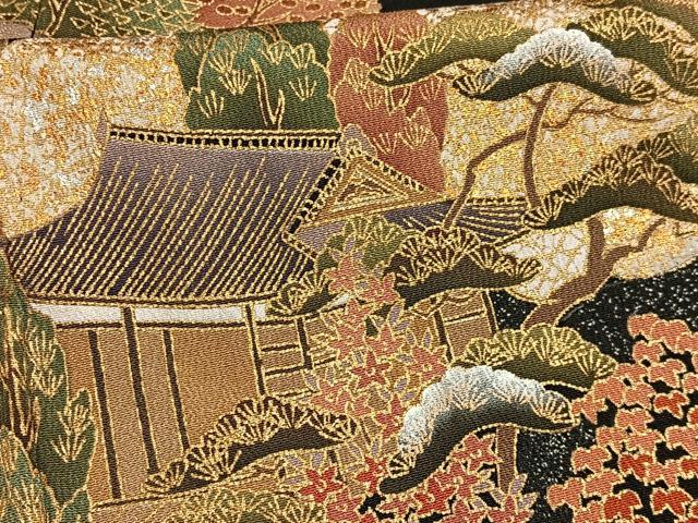 平和屋着物■豪華黒留袖　風景樹林文　金銀彩　正絹　逸品　AABE7710oa