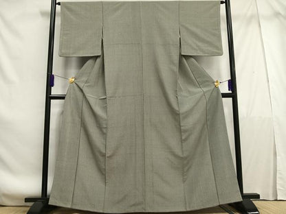 平和屋着物■上質な小紋　網目文　お召縮緬　正絹　逸品　AABE7723oa