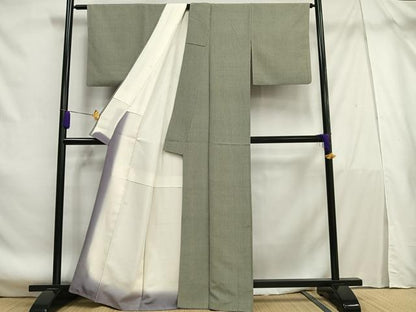 平和屋着物■上質な小紋　網目文　お召縮緬　正絹　逸品　AABE7723oa