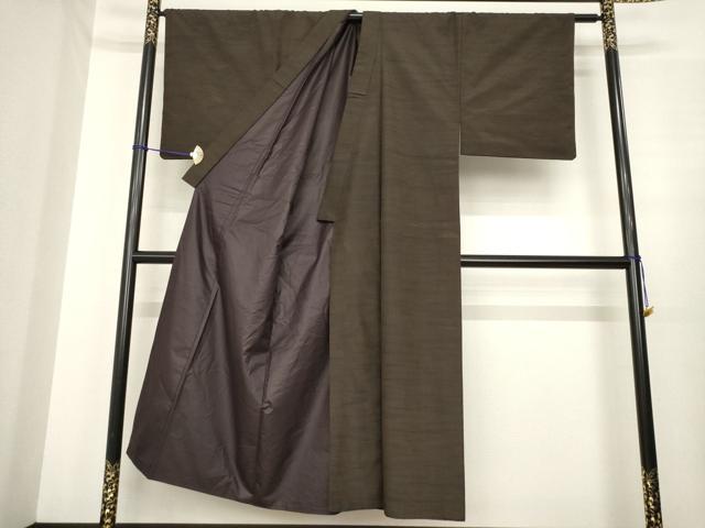 平和屋着物○男性 紬 アンサンブル 色無地 赤墨色 正絹 逸品 AABE7726ck