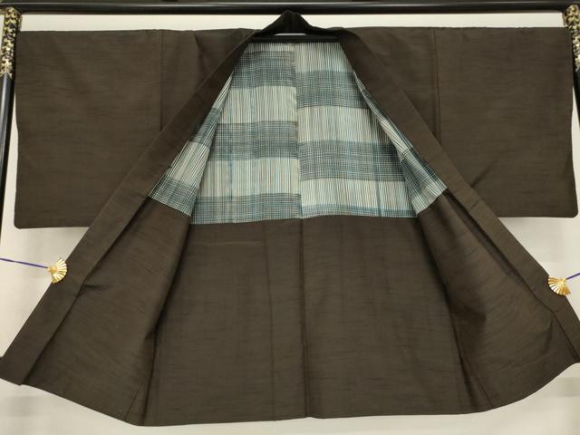 平和屋着物●男性　紬　アンサンブル　色無地　赤墨色　正絹　逸品　AABE7726ck 平和屋着物○男性 紬 アンサンブル 色無地 赤墨色 正絹 逸品 AABE7726ck