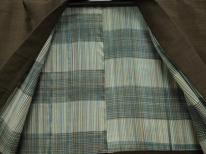 平和屋着物●男性　紬　アンサンブル　色無地　赤墨色　正絹　逸品　AABE7726ck