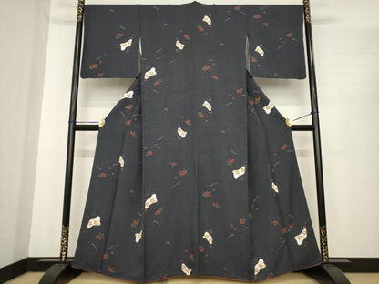 平和屋着物●上質な小紋 絞り 兎花文 金彩 正絹 逸品 AABE7727ck