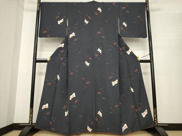 平和屋着物●上質な小紋 絞り 兎花文 金彩 正絹 逸品 AABE7727ck