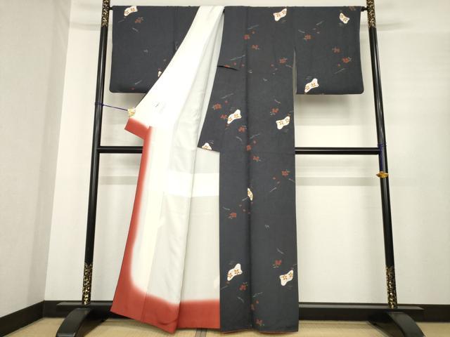 平和屋着物●上質な小紋 絞り 兎花文 金彩 正絹 逸品 AABE7727ck