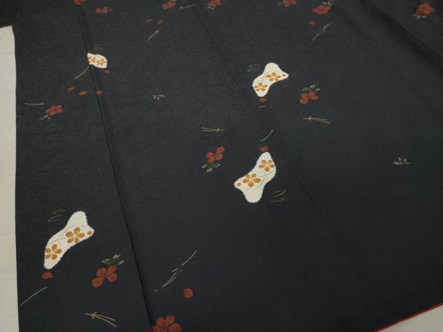 平和屋着物●上質な小紋 絞り 兎花文 金彩 正絹 逸品 AABE7727ck