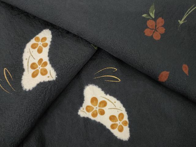 平和屋着物●上質な小紋 絞り 兎花文 金彩 正絹 逸品 AABE7727ck
