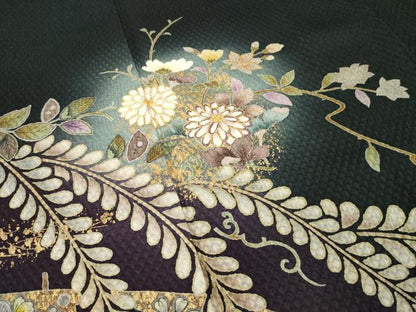 平和屋着物●訪問着　辻が花　駒刺繍　花丸文　暈し染め　金彩　正絹　逸品　AABE7737ck