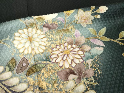 平和屋着物●訪問着　辻が花　駒刺繍　花丸文　暈し染め　金彩　正絹　逸品　AABE7737ck